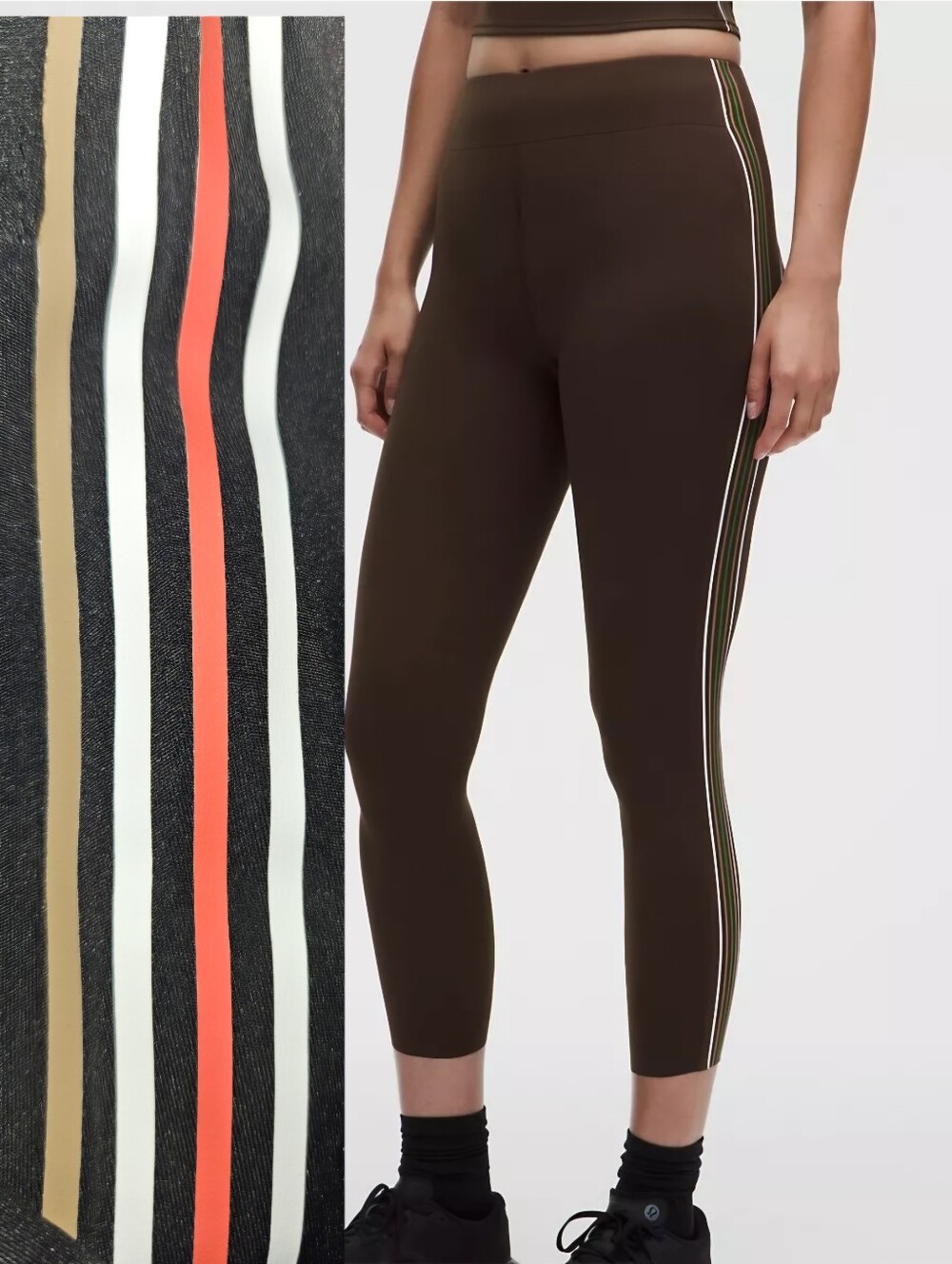 LULULEMON Nulux Side-Stripe High-Rise Tight 25" BLACK/SAND/WHITE/CHERRY